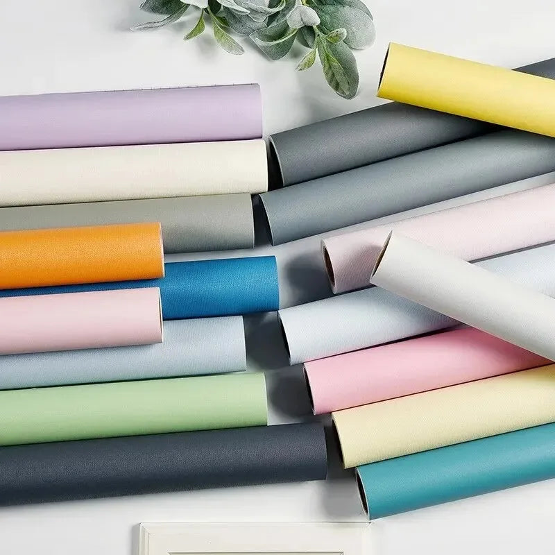 45cm PVC Waterproof Wall Sticker Solid Color DIY Self-adhesive Wallpaper Classic Modern Home Decoration Cabinet TV background